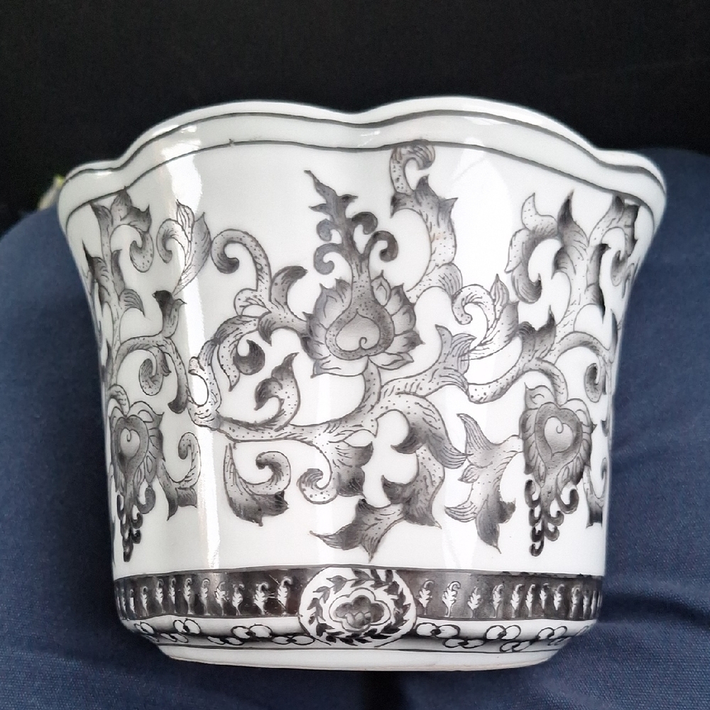 Black and White Ceramic Planter - Picture 4 of 7